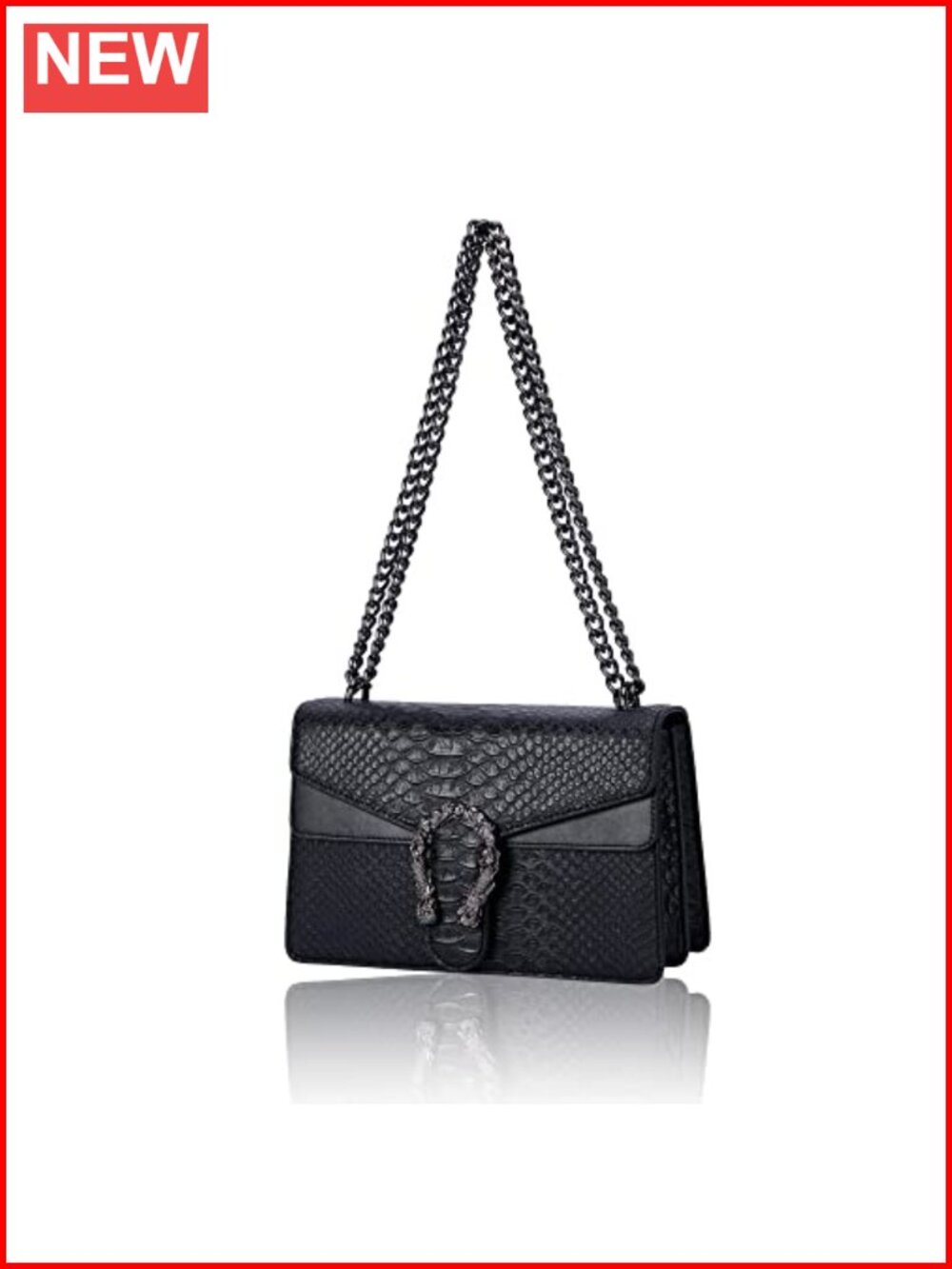 Snake Print PU Leather Crossbody Satchel Chain Purse Women